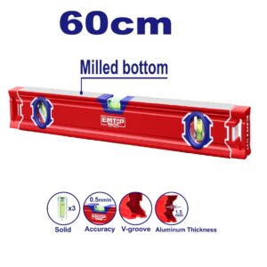 NIVEL DE ALUMINIO 60CM 3 GOTAS DOBLE (EMTOP)
