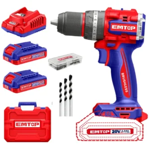 TALADRO ATORNILLADOR IMPACTO EMTOP 20v MALETIN + 2 BATERIAS